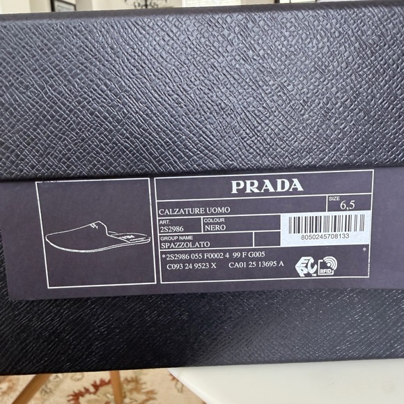 Prada Milano Black Leather Mule Slides Gold Logo Slip On Flat Shoes Mens UK6.5 main image 9
